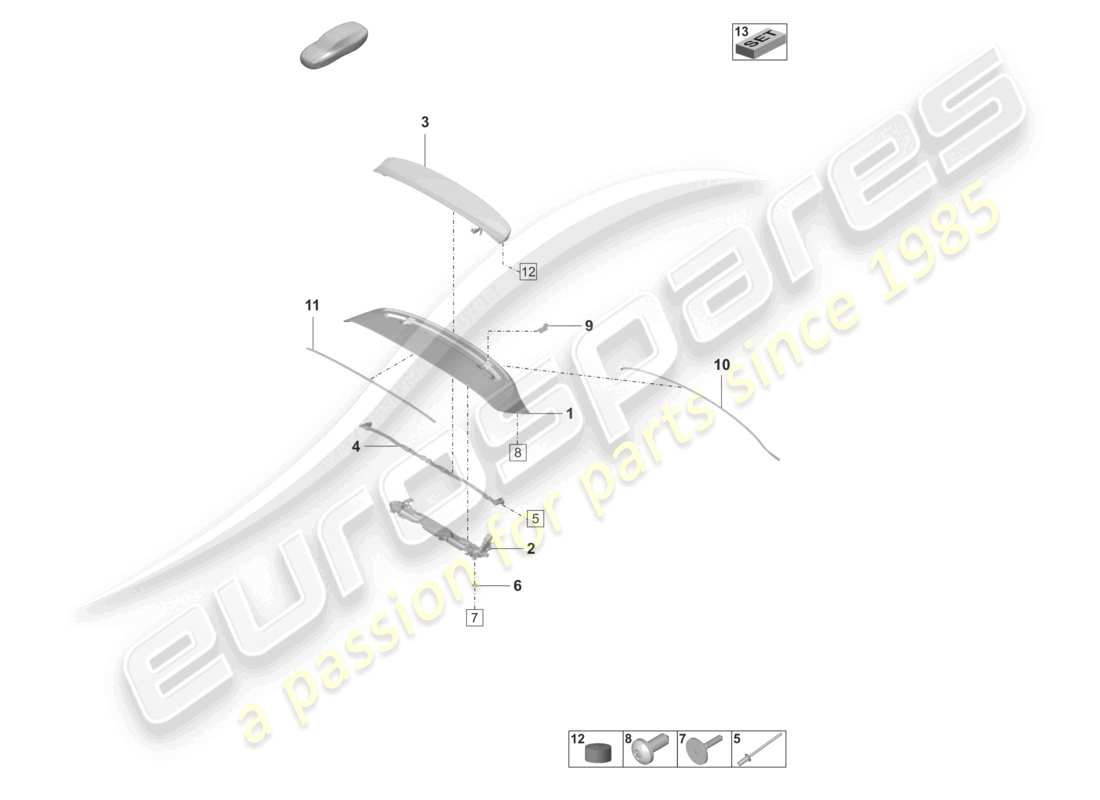 porsche 2021 (panamera 971-2) spoiler arrière schéma des pièces