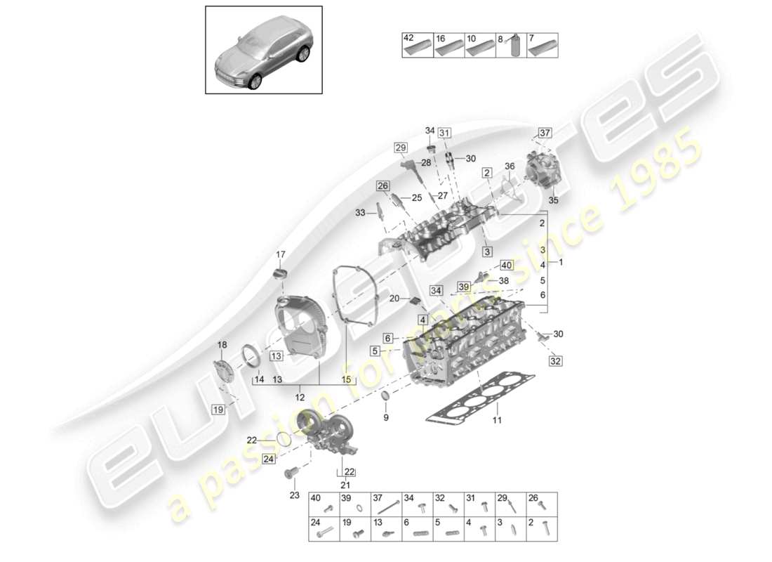 porsche 2021 (macan) culasse schéma des pièces