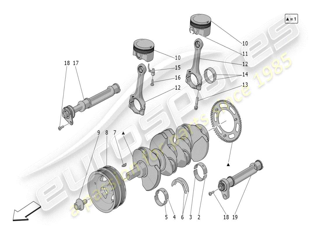 maserati grecale modena (2023) mécanisme à manivelle schéma des pièces