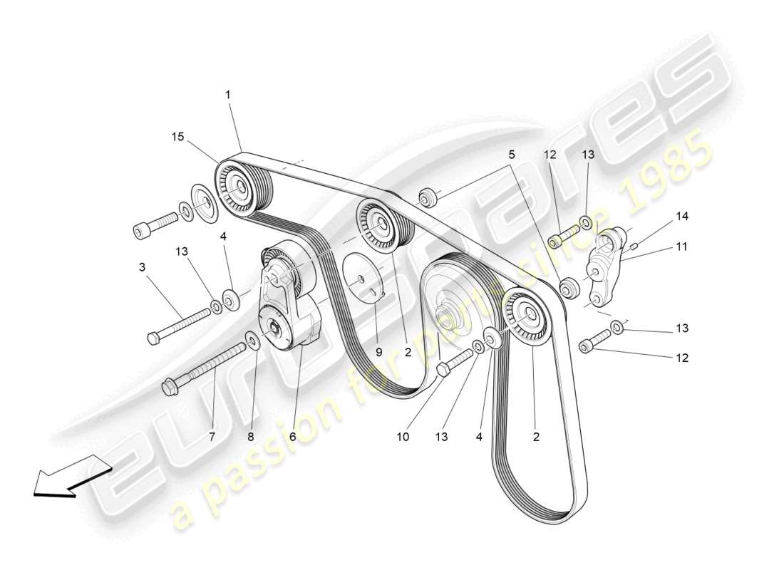 maserati levante (2020) ceintures de dispositifs auxiliaires schéma des pièces