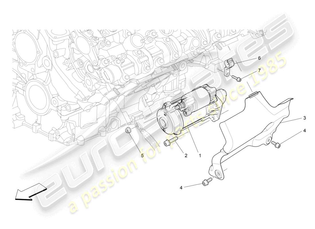 maserati quattroporte (2018) commande électronique : schéma des pièces d'allumage du moteur
