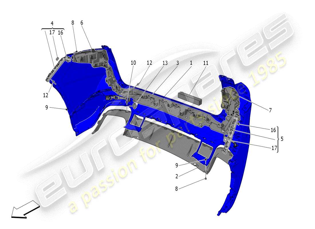maserati grecale modena (2023) pare-chocs arrière schéma des pièces