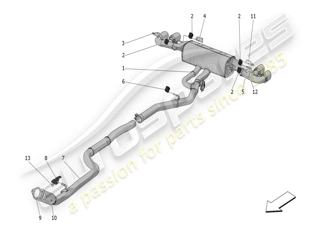 maserati grecale modena (2023) silencieux schéma des pièces