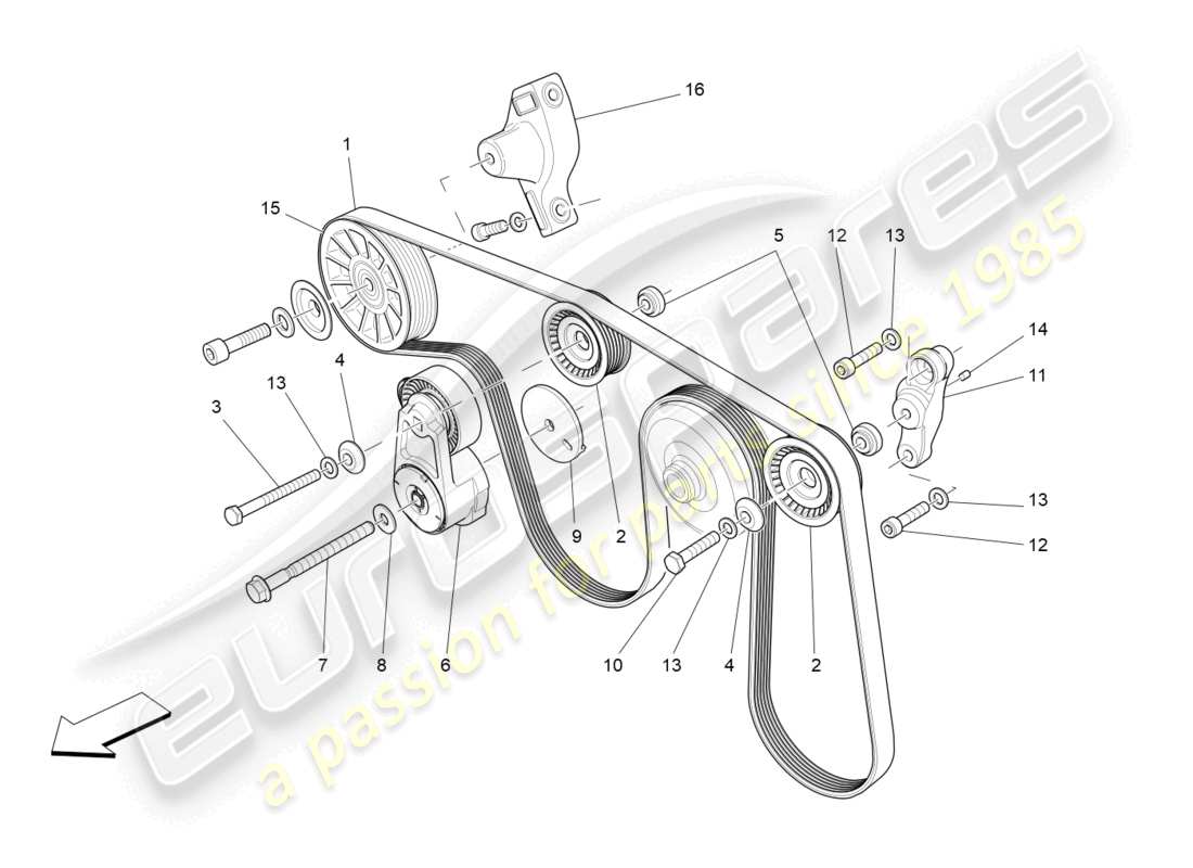 maserati levante (2020) ceintures de dispositifs auxiliaires schéma des pièces