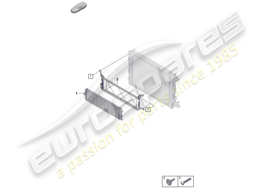 porsche 2026 (cayenne e3 pa) système de refroidissement du liquide de refroidissement refroidisseur supplémentaire pour liquide de refroidissement schéma des pièces