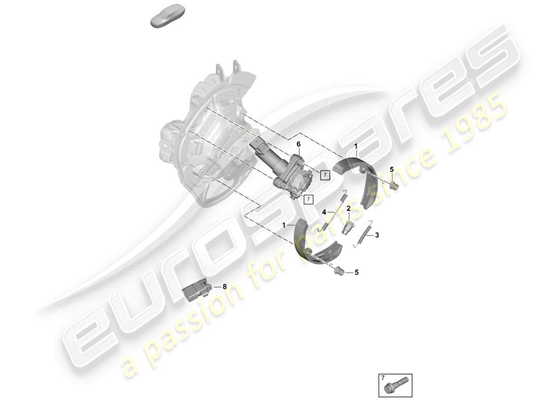porsche 2025 (panamera 976) frein de stationnement pour boîte de vitesses automatique d180 schéma des pièces