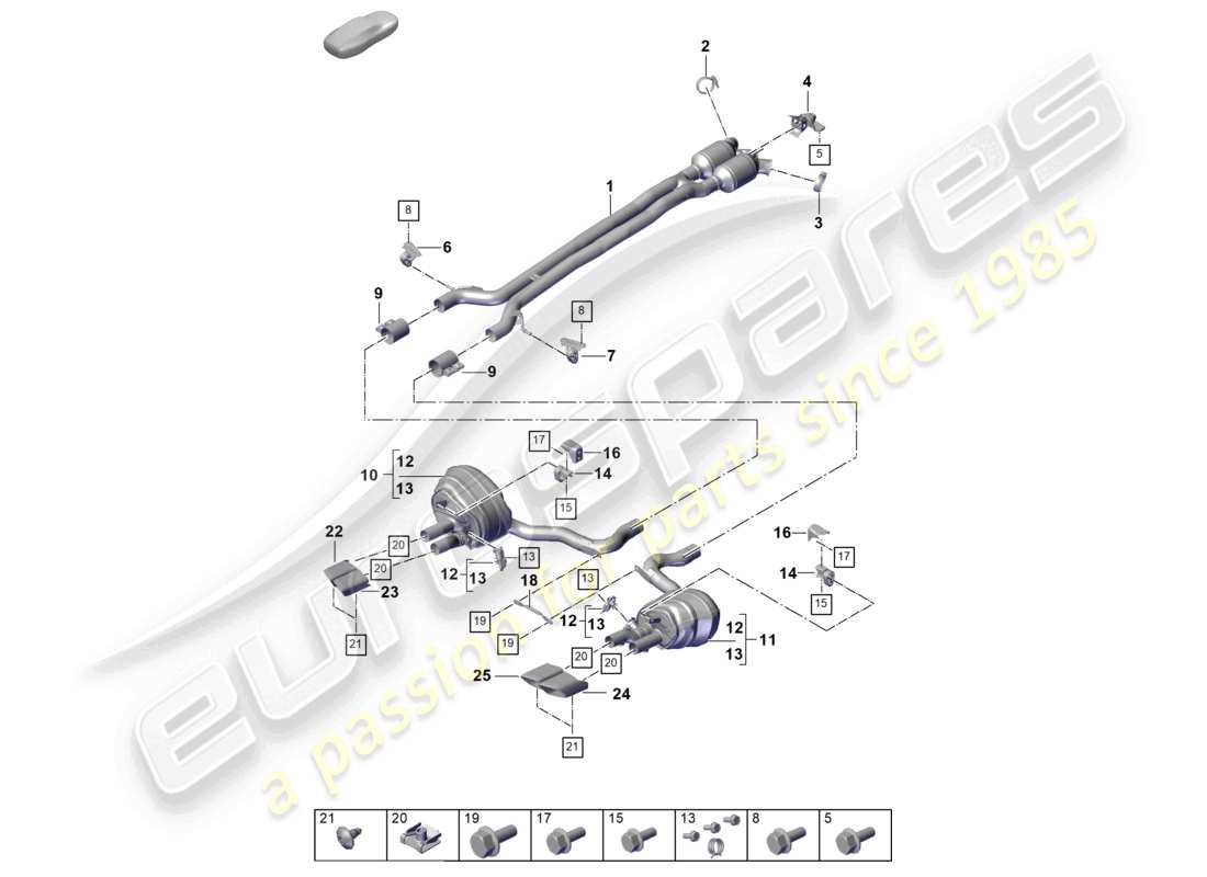 porsche 2026 (panamera 976) système d'échappement silencieux avant silencieux arrière tuyau d'échappement schéma des pièces