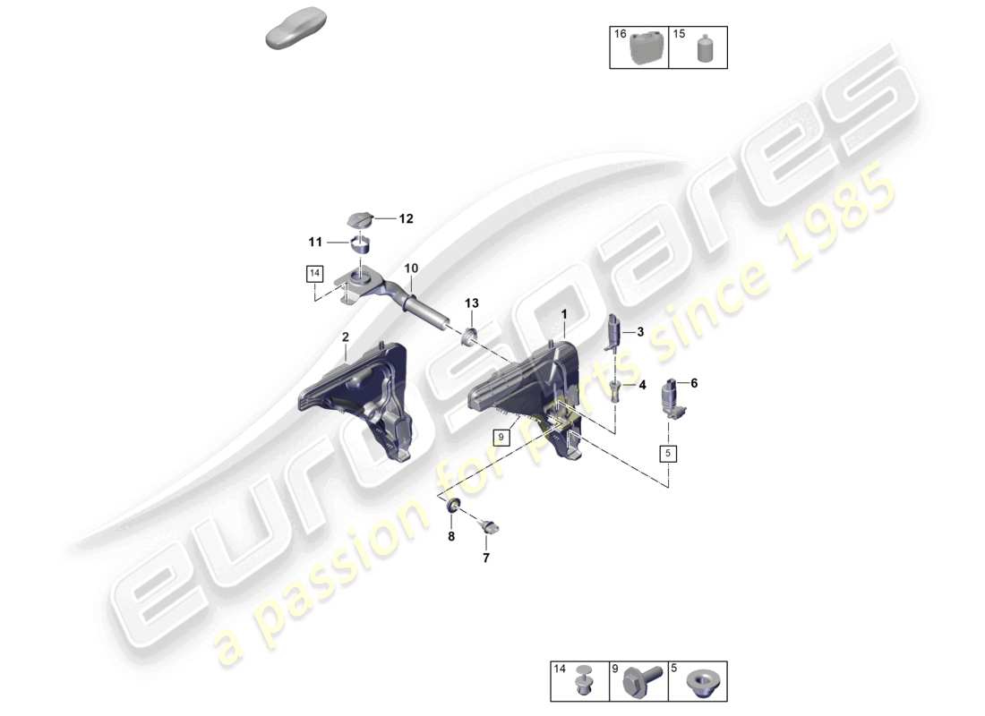 porsche 2026 (cayenne e3 pa) système de rondelle réservoir de liquide solution de nettoyage des vitres schéma des pièces