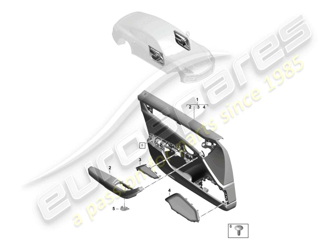 porsche 2026 (panamera 976) panneau de porte portes avant club cuir diagramme des pièces