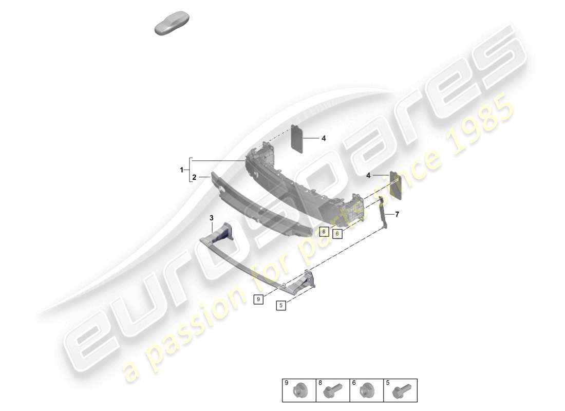 porsche 2022 (992-1 turbo / s) schéma des pièces du support de pare-chocs avant