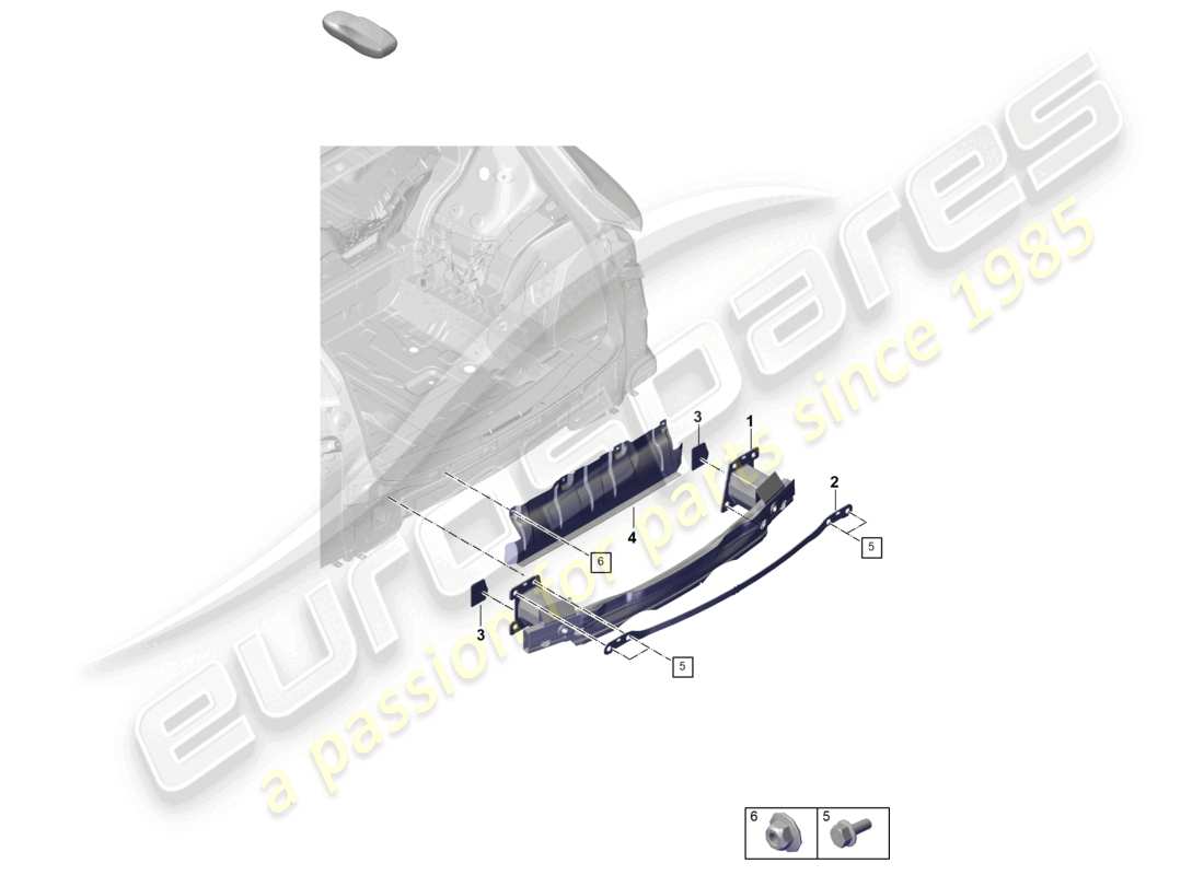 porsche 2025 (cayenne e3 pa) support de pare-chocs arrière pour véhicule équipé d'un système d'échappement standard pour la série schéma des pièces