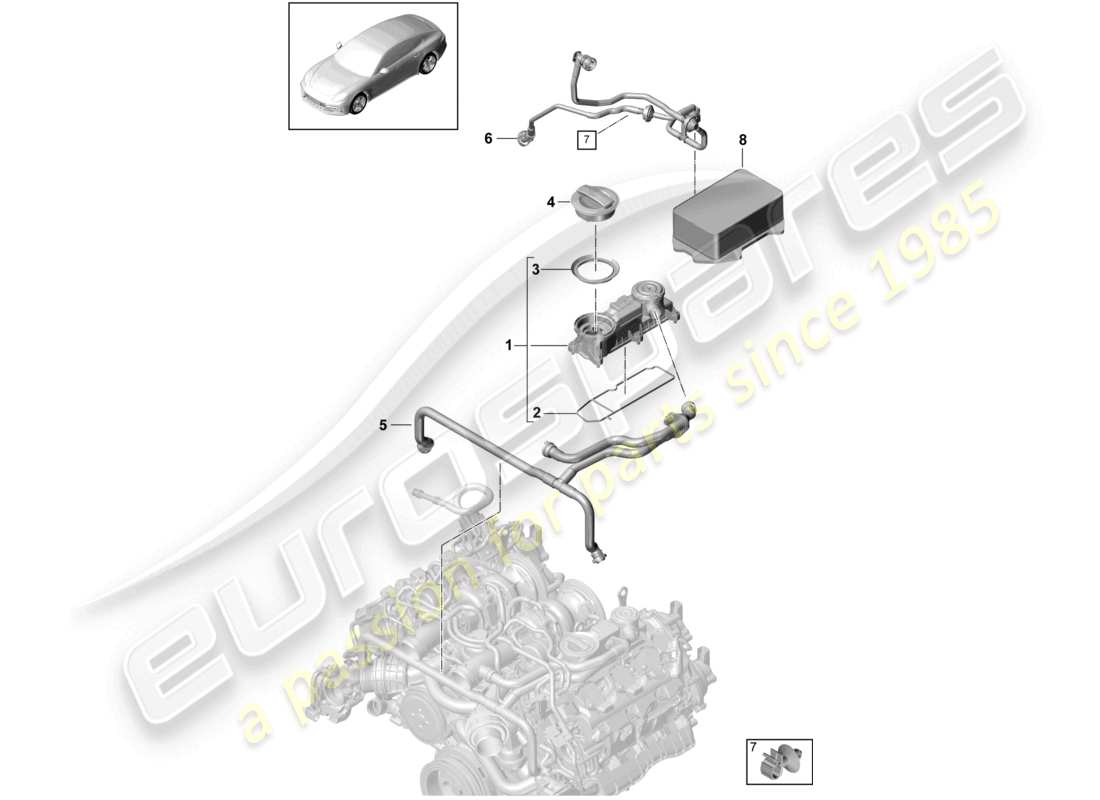 porsche 2021 (panamera 971-1) schéma des pièces de ventilation du carter de vilebrequin