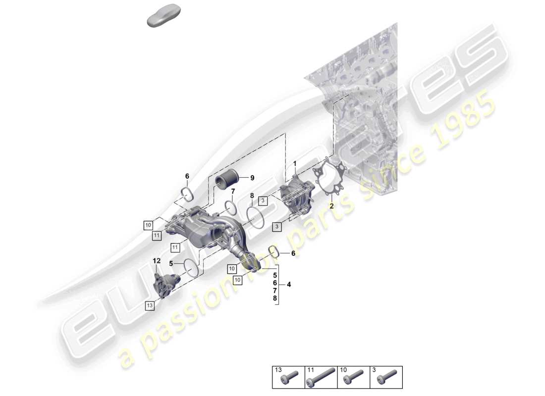 porsche 2026 (cayenne e3 pa) schéma des pièces du boîtier du thermostat de la pompe à liquide de refroidissement