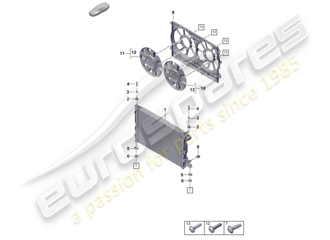 porsche 2026 (cayenne e3 pa) système de refroidissement du liquide de refroidissement refroidisseur pour liquide de refroidissement capot de radiateur schéma des pièces