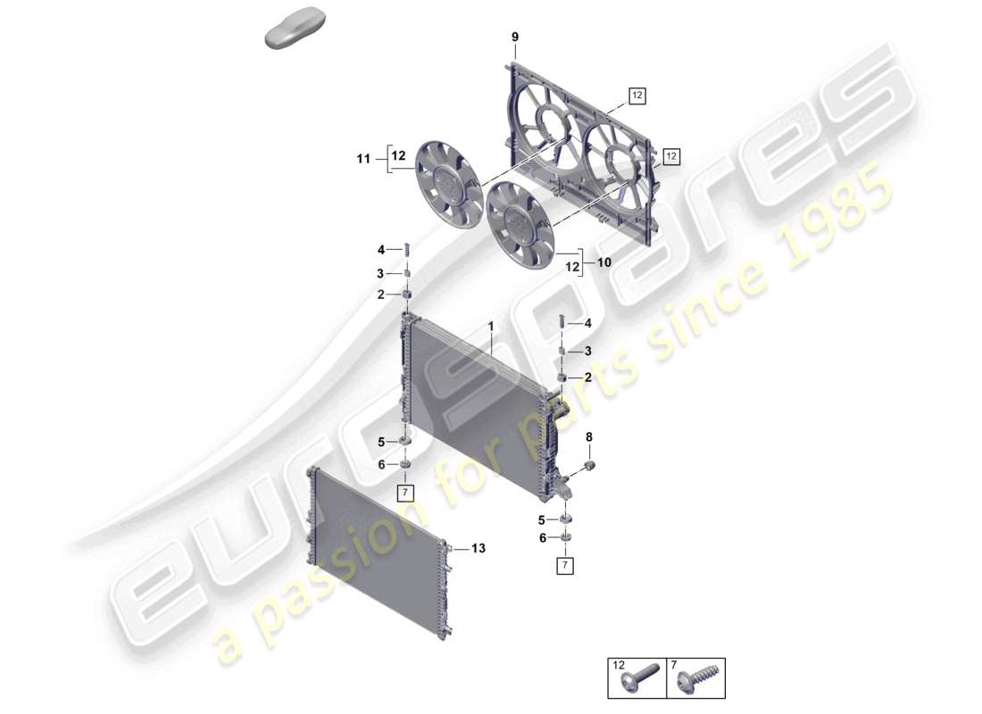porsche 2026 (cayenne e3 pa) système de refroidissement du liquide de refroidissement refroidisseur pour liquide de refroidissement capot de radiateur schéma des pièces