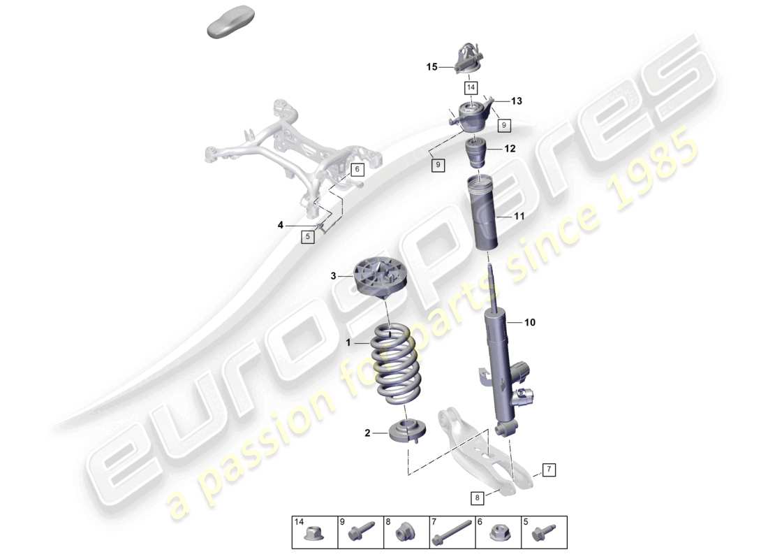 porsche 2026 (cayenne e3 pa) suspension à ressort en acier ressort hélicoïdal amortisseurs capteur de niveau diagramme des pièces