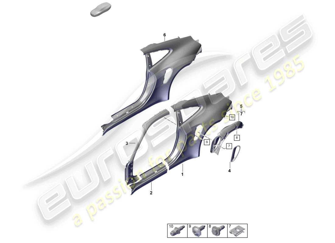 porsche 2022 (992-1 gt3/rs/st) partie latérale extérieure gt3rs diagramme de la pièce