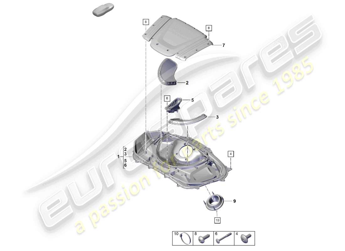 porsche 2021 (718 cayman gt4) filtre à air pdm.9gt.129 schéma des pièces