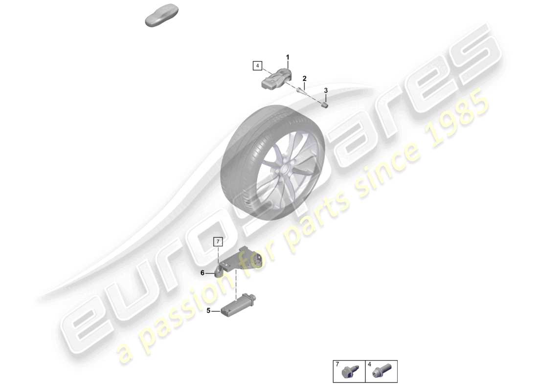 porsche 2021 (718 cayman gt4) système de contrôle de pression des pneus schéma des pièces