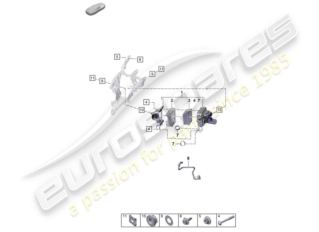 porsche 2022 (992-1 turbo / s) filtre à air schéma des pièces