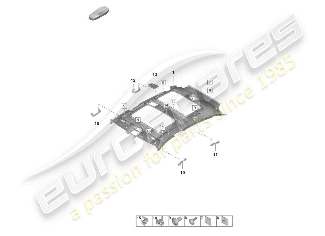 porsche 2022 (panamera 971-2) schéma des pièces des accessoires de garniture de toit