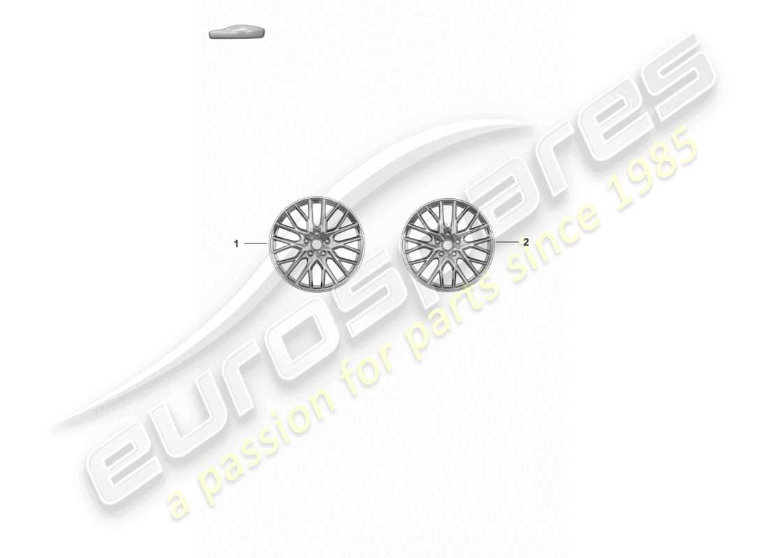 porsche 2024 (panamera 971-2) jante en alliage 21 pour pneus d'hiver *pas de fonction 'fi' possible selon les différents modèles de jantes proposés, les pièces de rechange peuvent être trouvées dans le catalogue des pièces de rechange du véhicule correspondant (gamme départ usine) ou dans le catalogue d'équipements (accessoires) schéma des pièces