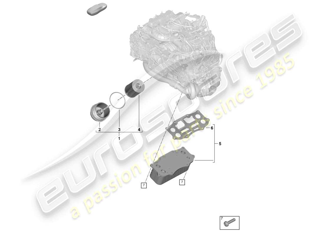 porsche 2024 (992-2) schéma des pièces du filtre à huile et du refroidisseur d'huile