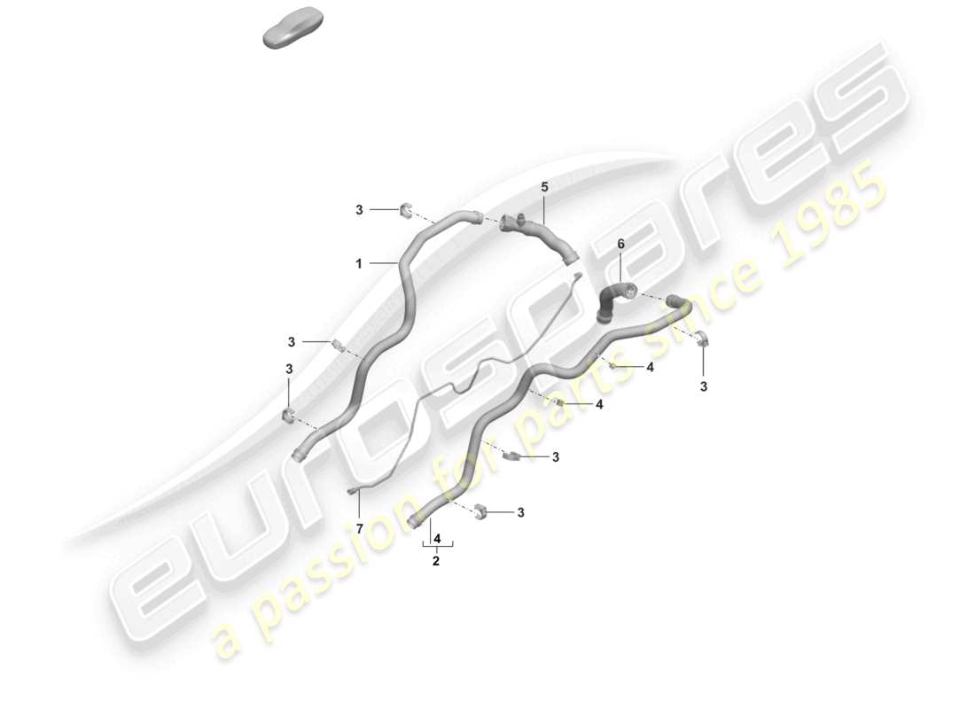 porsche 2024 (992-2) schéma des pièces du système de refroidissement du liquide de refroidissement arrière