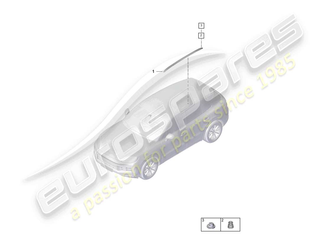 porsche 2026 (cayenne e3 pa) diagramme des pièces des rampes de toit