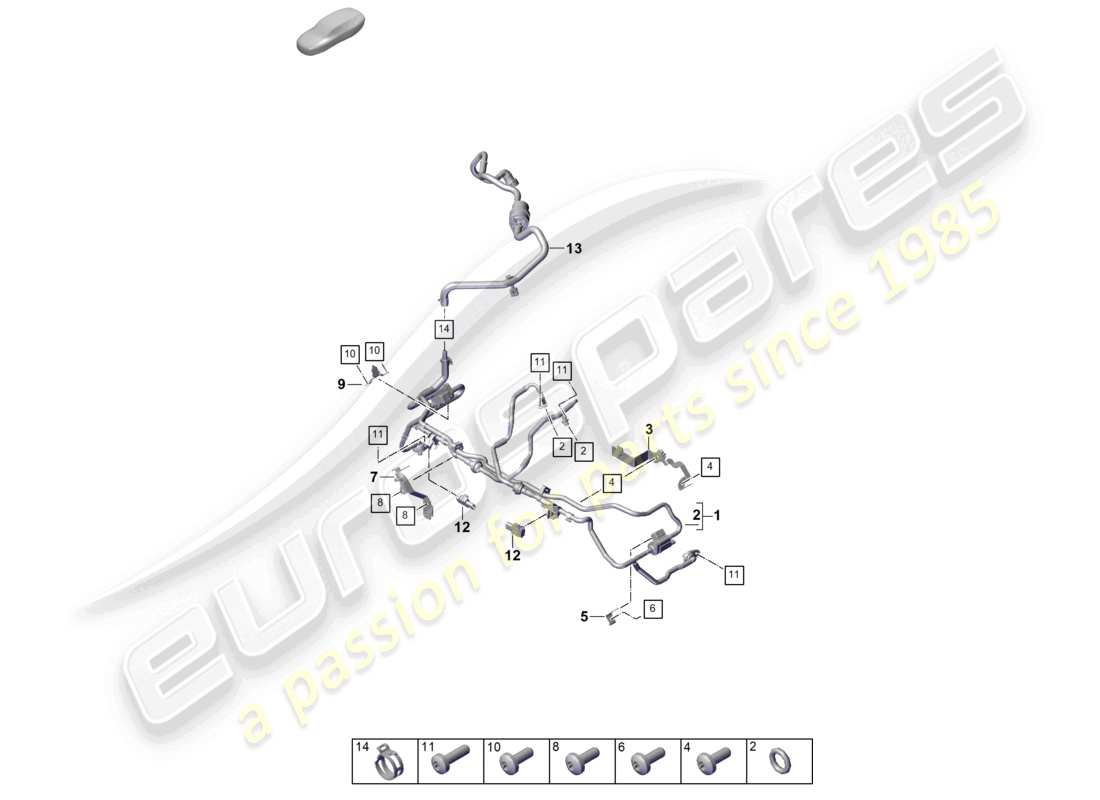 porsche 2025 (panamera 976) schéma des pièces de ventilation du réservoir de conduite de reniflard