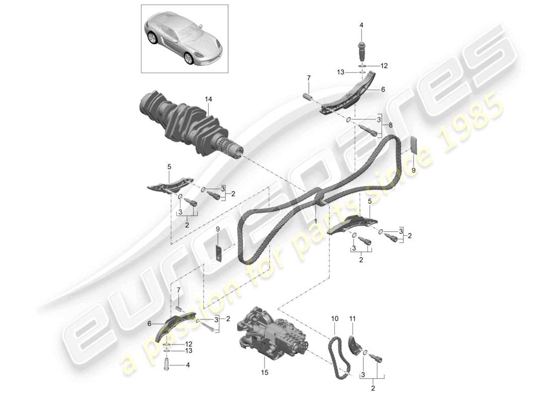porsche 2021 (718 cayman) chaîne de distribution schéma des pièces