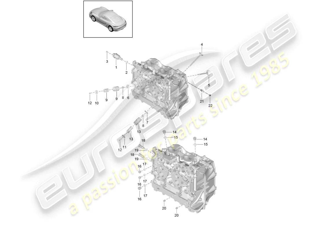 porsche 2021 (718 cayman) culasse accessoires soupape d'admission/d'échappement schéma des pièces