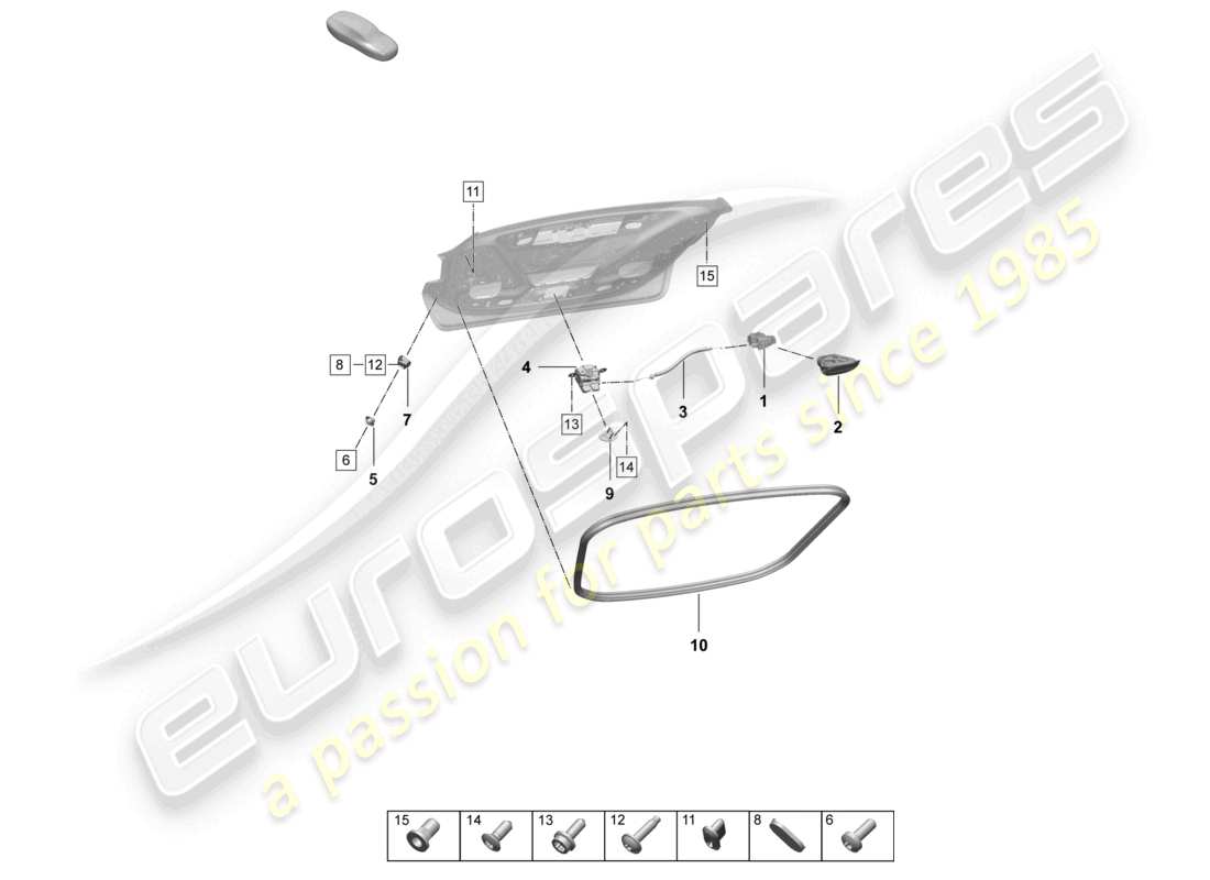 porsche 2026 (taycan 9j1-2) diagramme des pièces des accessoires du couvercle arrière