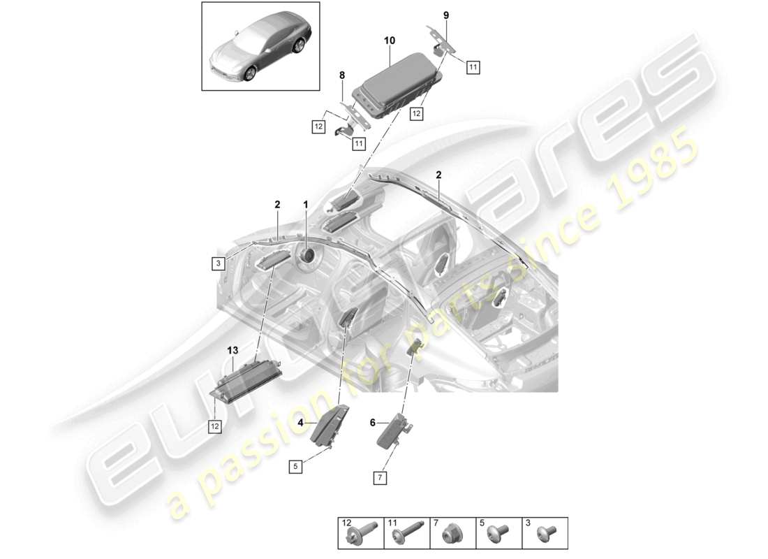 porsche 2021 (panamera 971-1) airbag schéma des pièces