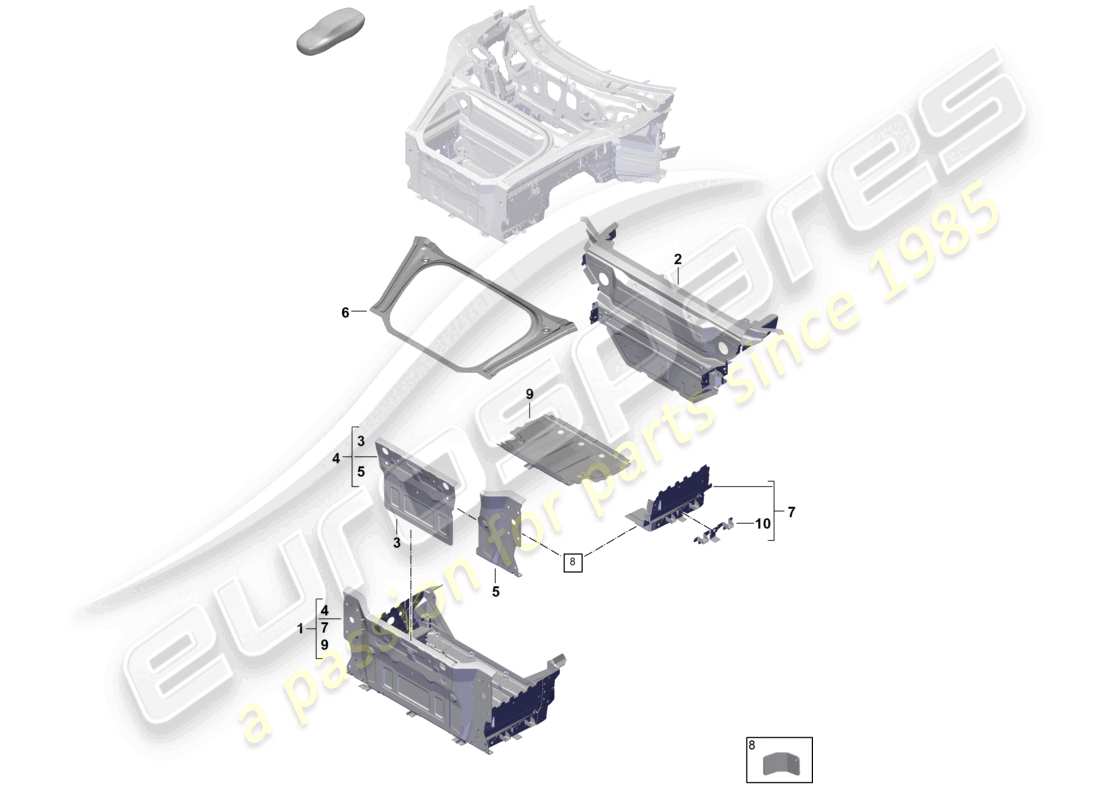 porsche 2025 (992-2 gt3) plancher de coffre avant pièces détachées schéma des pièces