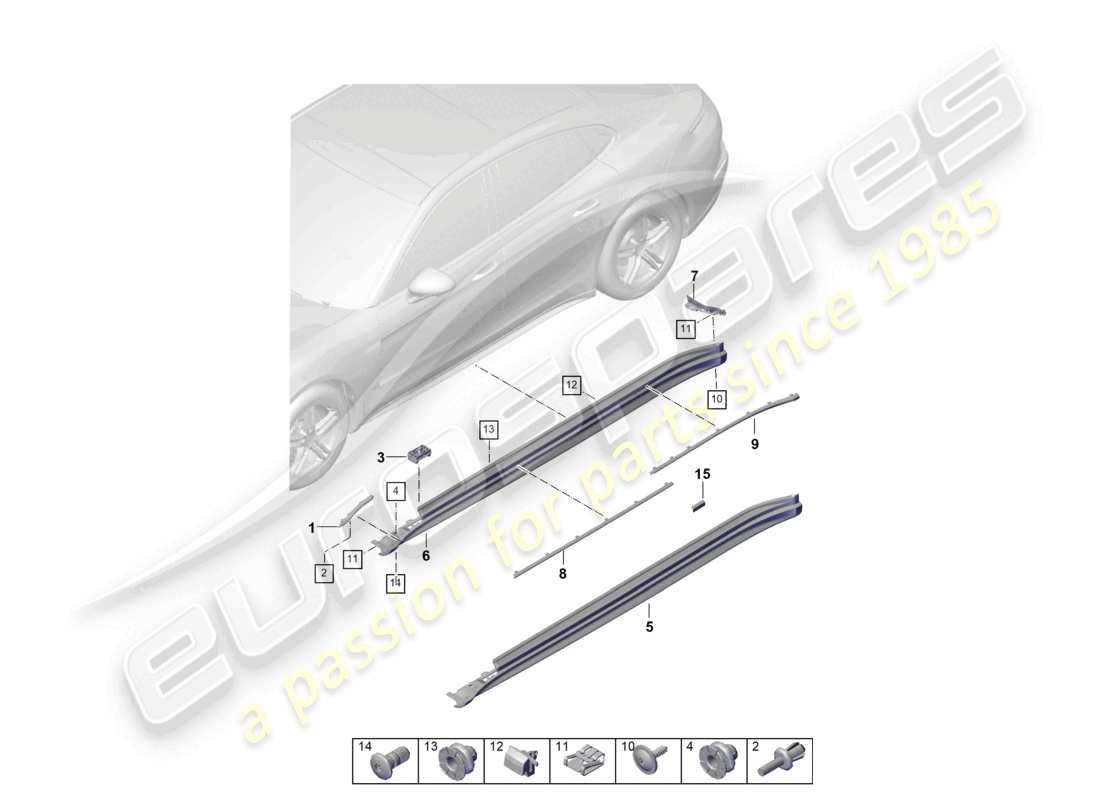 porsche 2025 (panamera 976) garniture de membre latéral schéma des pièces