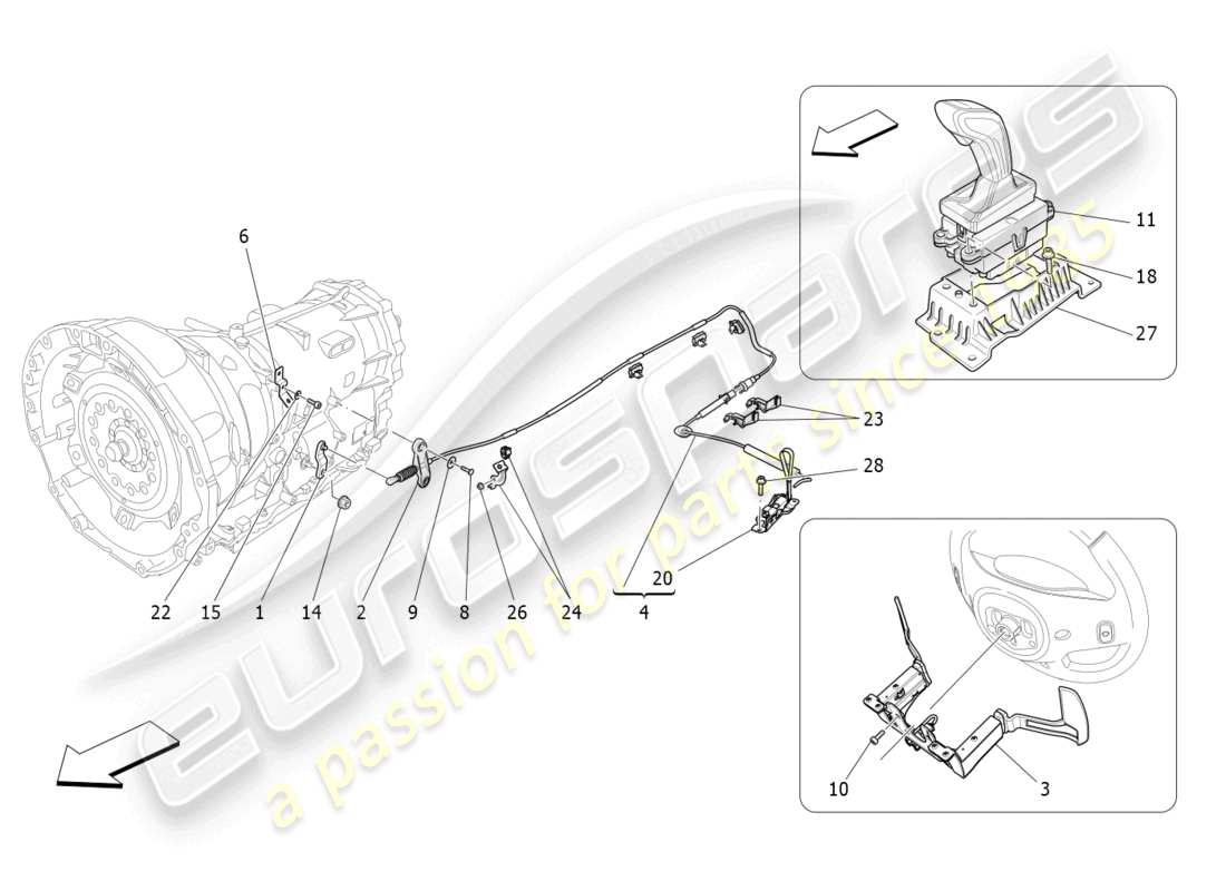 maserati levante gt (2022) commandes du conducteur pour boîte de vitesses automatique schéma des pièces