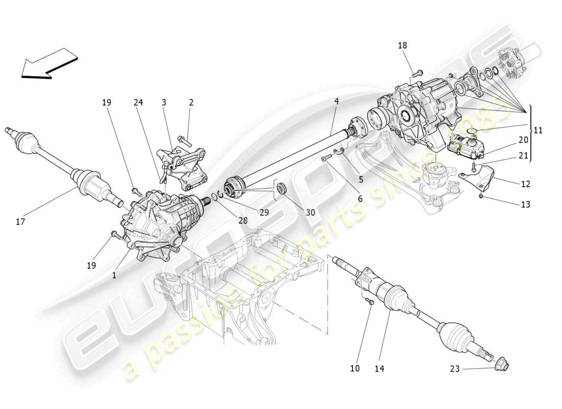 maserati levante gt (2022) transmission des roues avants schéma des pièces