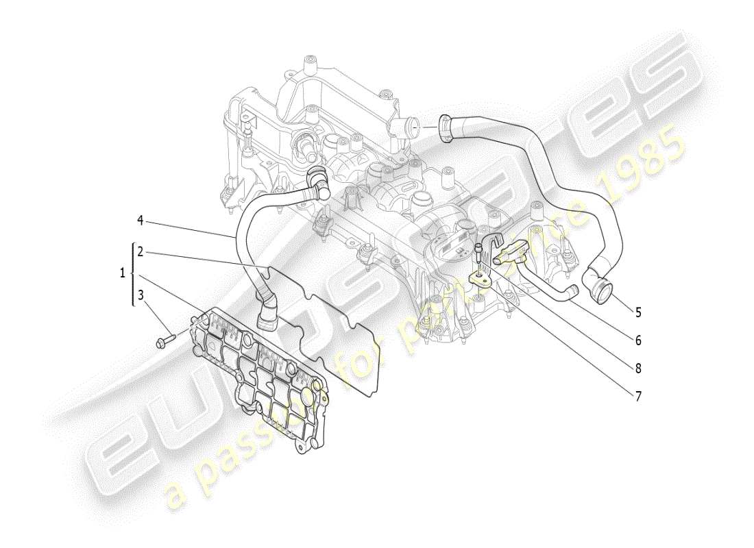 maserati ghibli (2021) schéma des pièces du système de recirculation des vapeurs d'huile