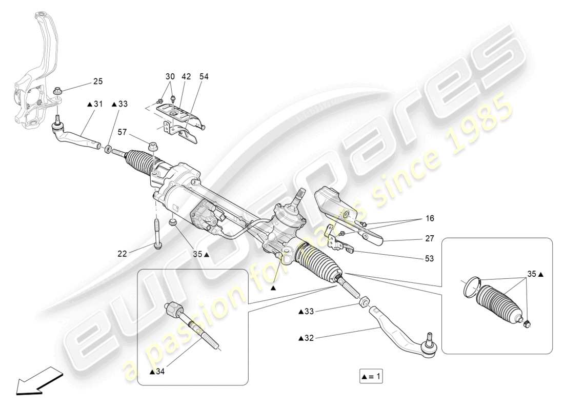 maserati levante tributo (2021) unité complète de crémaillère de direction schéma des pièces