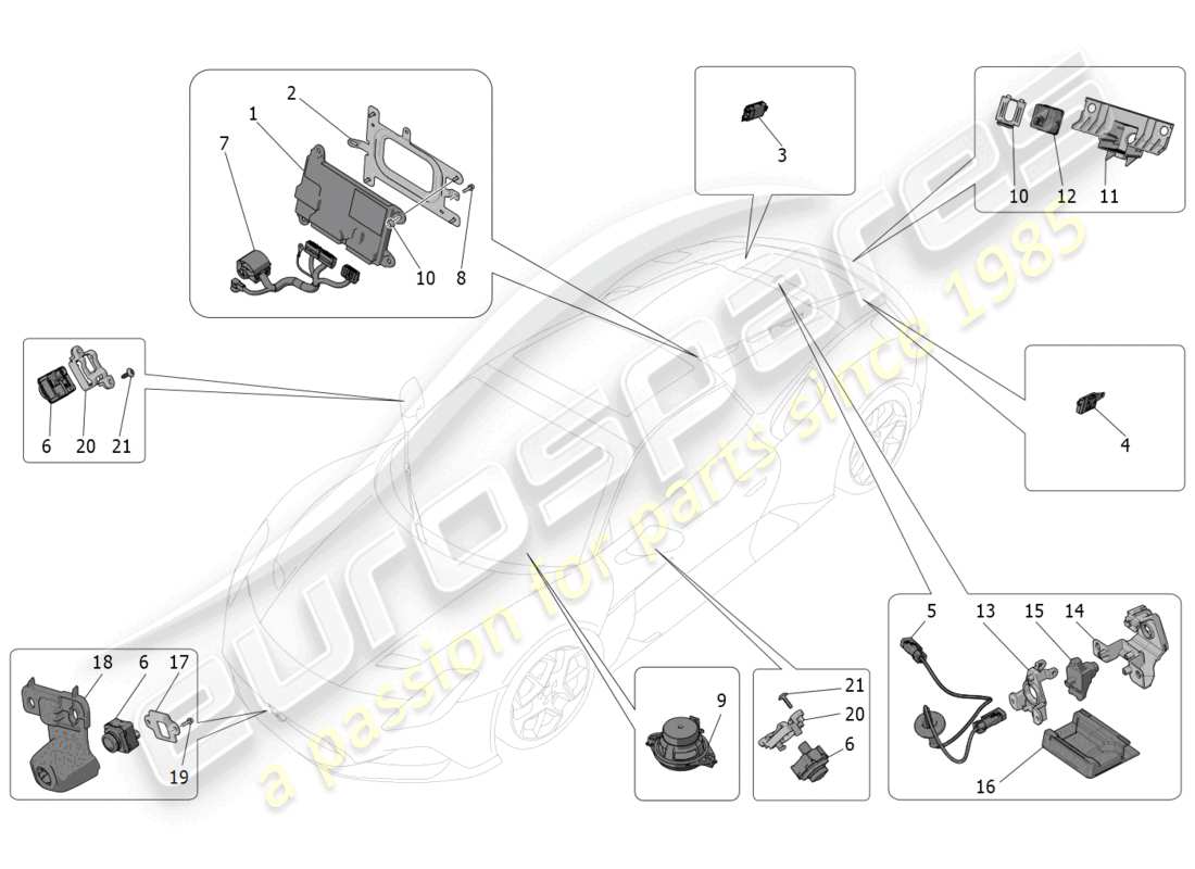 maserati mc20 cielo (2023) diagramme des pièces du système informatique