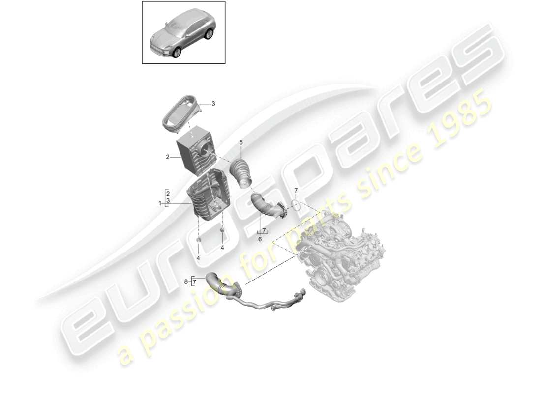porsche 2021 (macan) élément de filtre à air boîtier de filtre à air schéma des pièces