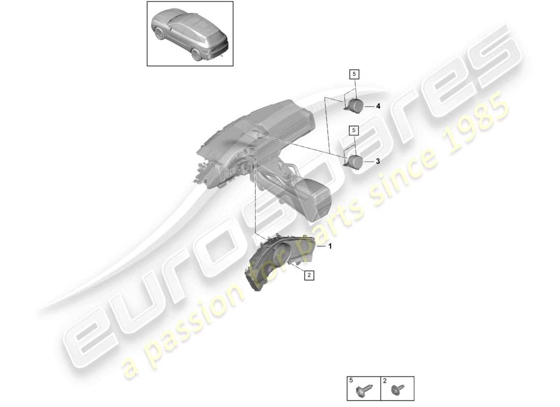 porsche 2021 (cayenne e3 9ya/9yb) combi-instrument chronomètre boussole d - mj 2022>> schéma des pièces