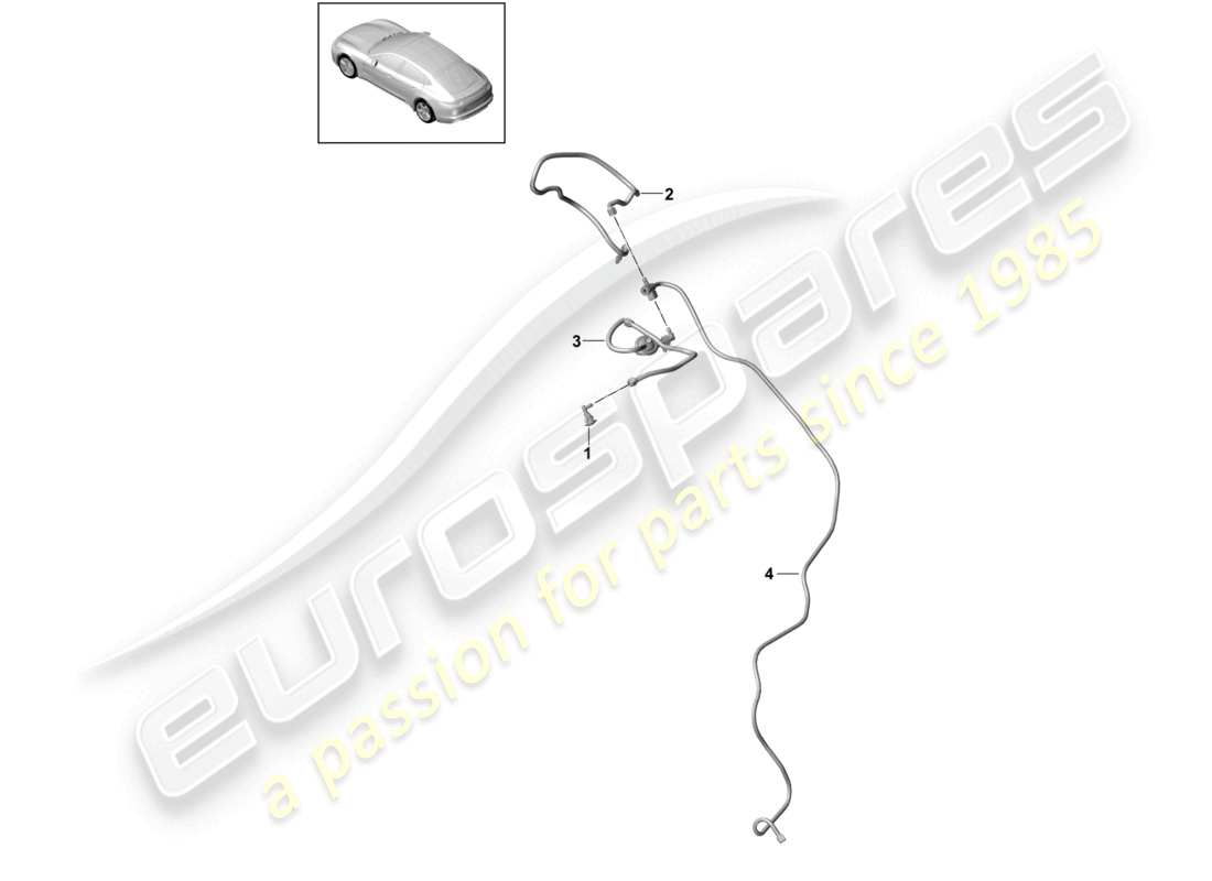 porsche 2024 (panamera 971-2) schéma des pièces de l'essuie-glace arrière à jet d'eau