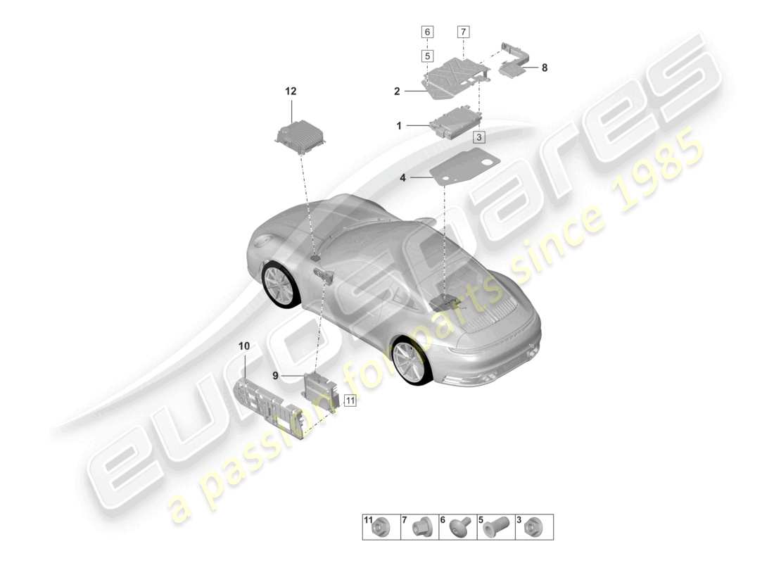 porsche 2024 (992-1) schéma des pièces des amplificateurs