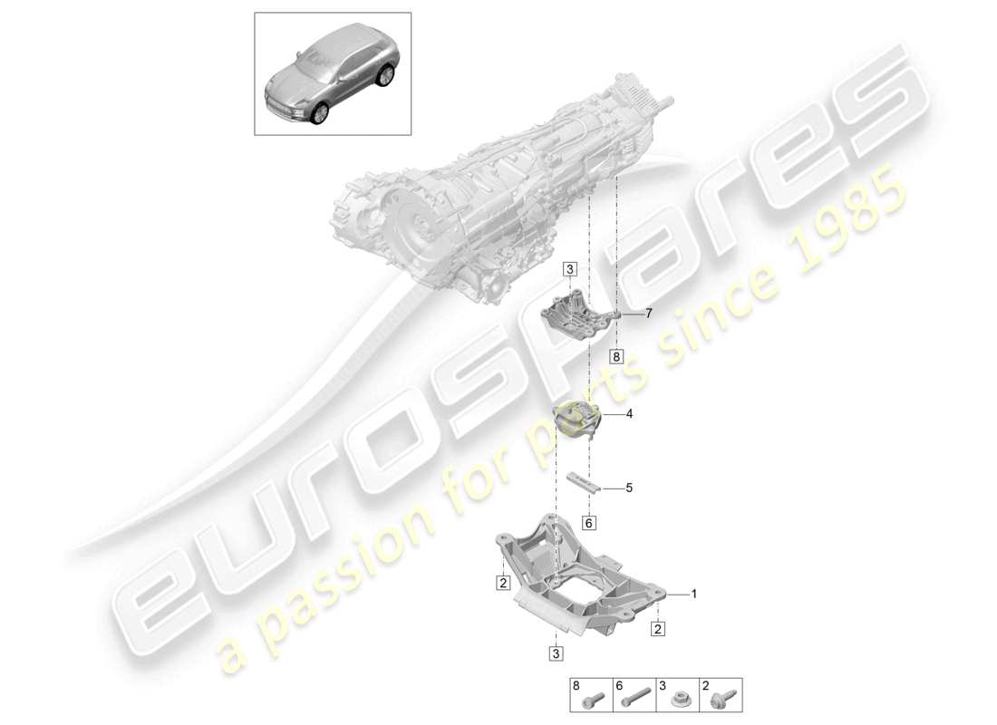 porsche 2021 (macan) support de transmission schéma des pièces