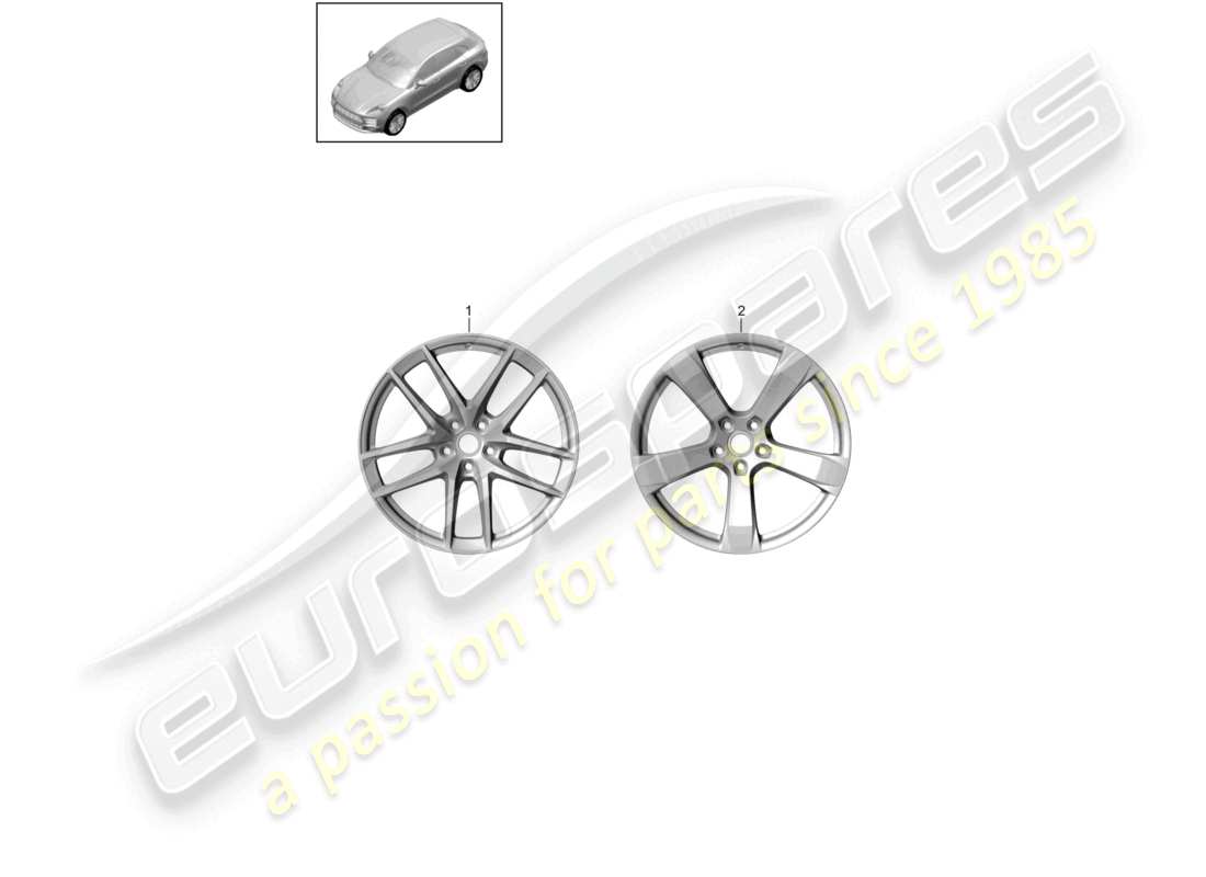 porsche 2021 (macan) schéma des pièces de la jante en alliage 20