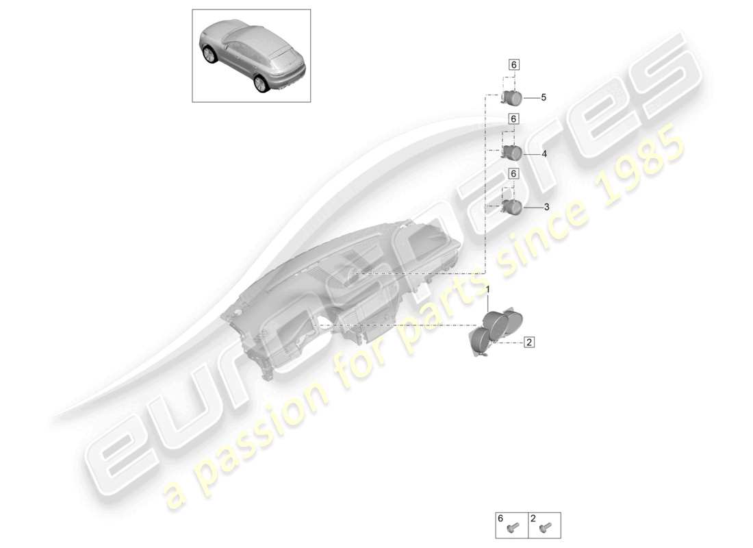 porsche 2021 (macan) cadran combiné d'instrument carrera rouge blanc mojave chronomètre boussole diagramme des pièces