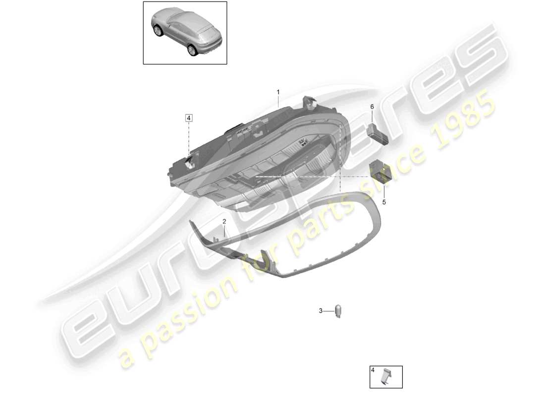 porsche 2021 (macan) toit de console voir le schéma des pièces du manuel d'atelier