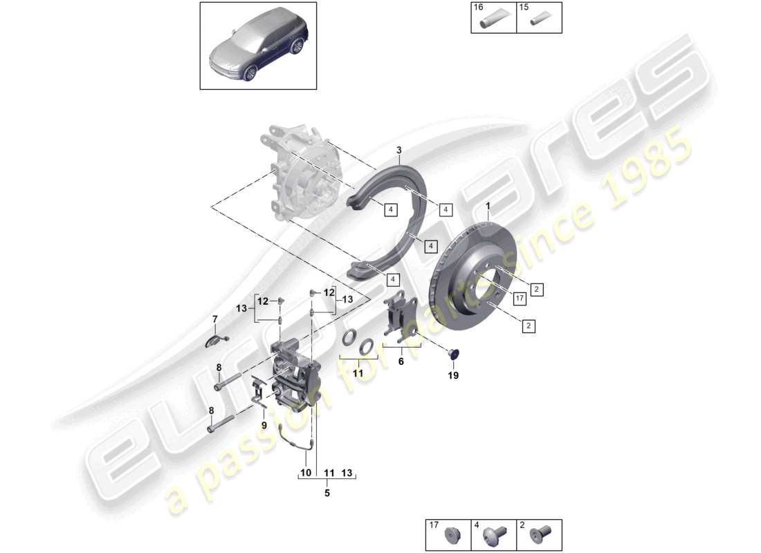 porsche 2021 (cayenne e3 9ya/9yb) frein à disque 18 essieu arrière d >>- 16.08.2020 tab052631 schéma des pièces